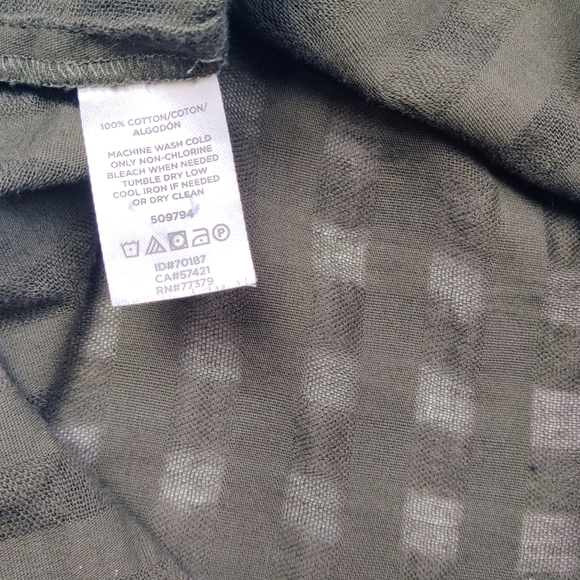 Ann Taylor Factory Olive Check V-Neck Collared Popover Size XS Cotton - Picture 4 of 8